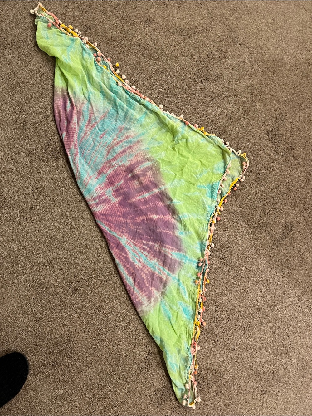 Free Press Pastel Tie-Dye Scarf with Pom Pom Trim